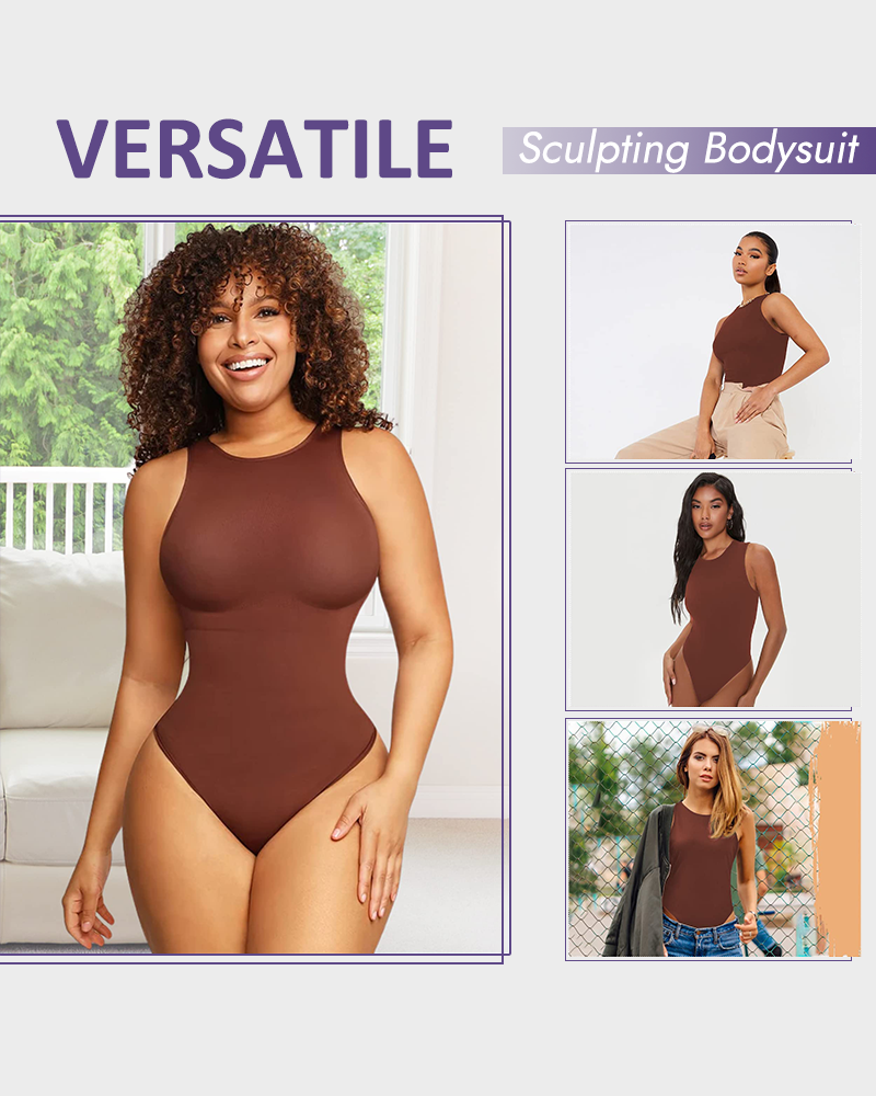 Seamless Crew Neck Sleeveless Sculpting Bodysuit Shapewear for All-Day Comfort