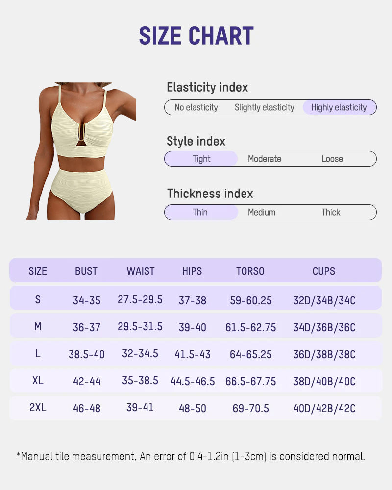 Chic Textured U-Wire High-Waisted Bikini Set - Tummy Control Swimsuit