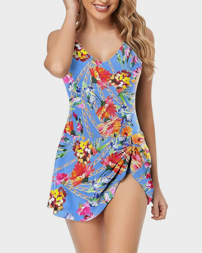 Stylish Plus Size Tummy Control One-Piece Swimsuit for Women, Slimming Fit
