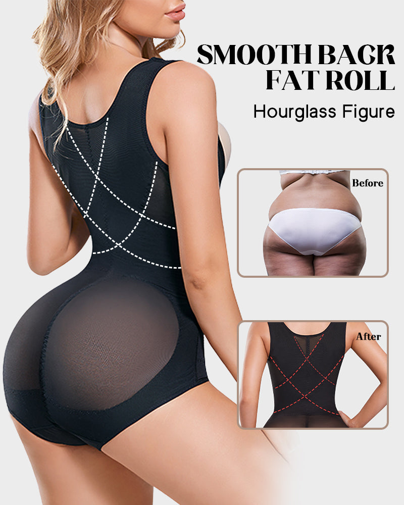 Open Bust Cross Compression Body Shaper for Tummy Control & Posture Support
