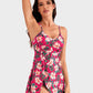 Elegant Women's Tummy Control V-Neck Tropical Skirted One-Piece Swimdress