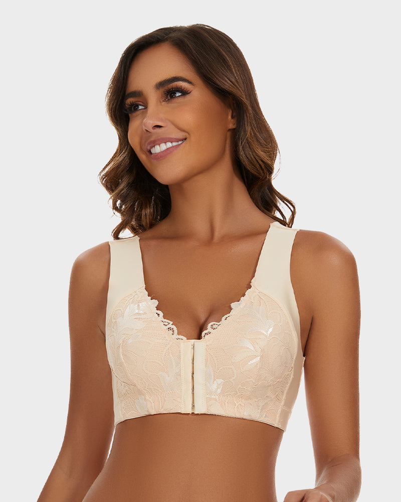5D Shaping Wireless Front Closure Beauty Back Bra with Lace Support