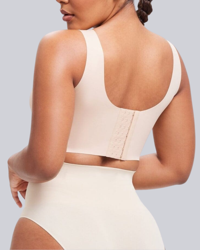 Wireless Back Smoothing V-Neck Seamless Tank Bra with Comfort Support