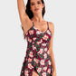 Elegant Women's Tummy Control V-Neck Tropical Skirted One-Piece Swimdress