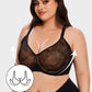 Elegant Leaf Lace Full Coverage Unlined Push-Up Bra for Enhanced Shape
