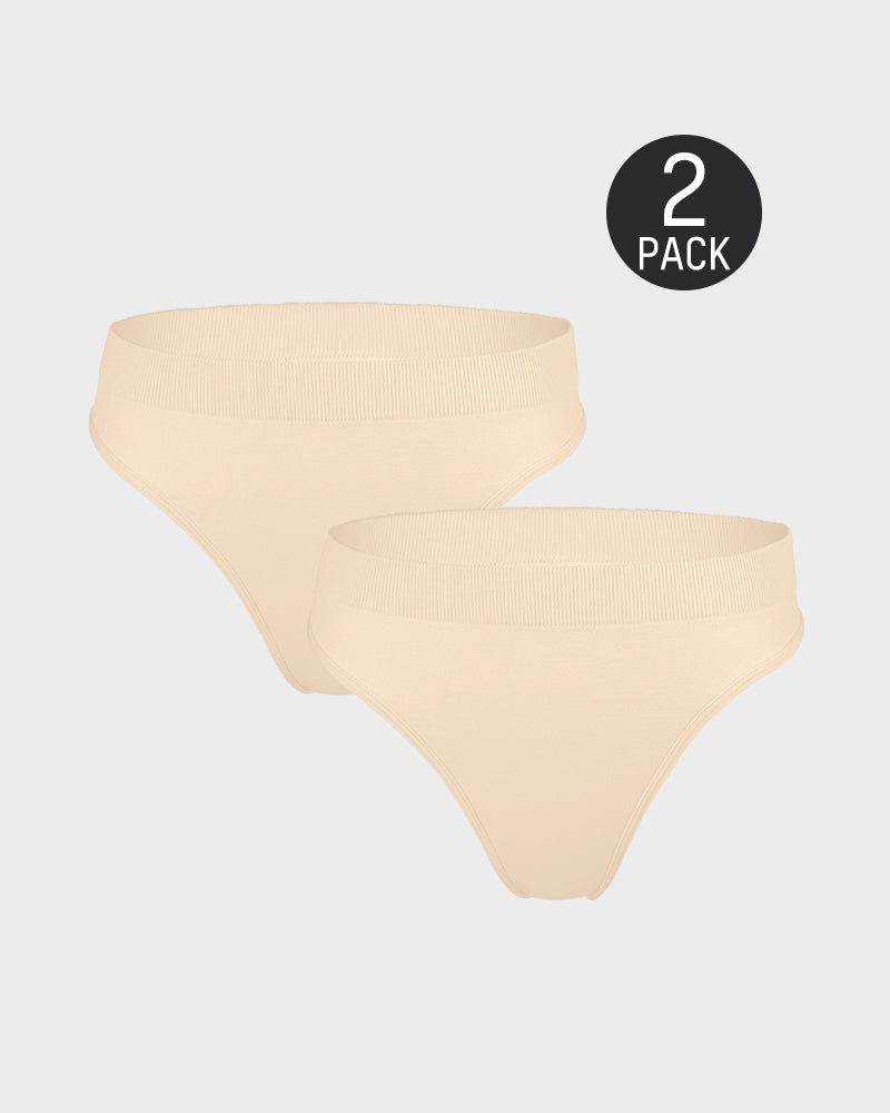 Invisible Seamless Comfort Thong Panties 2-Pack for Women Everyday Wear