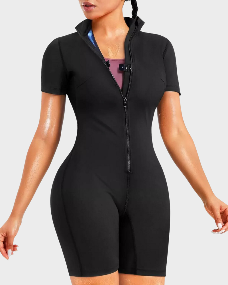 SheCurve Women's Full Body Slimming Sauna Suit Shapewear - Zipper Closure, Sweat Enhancing