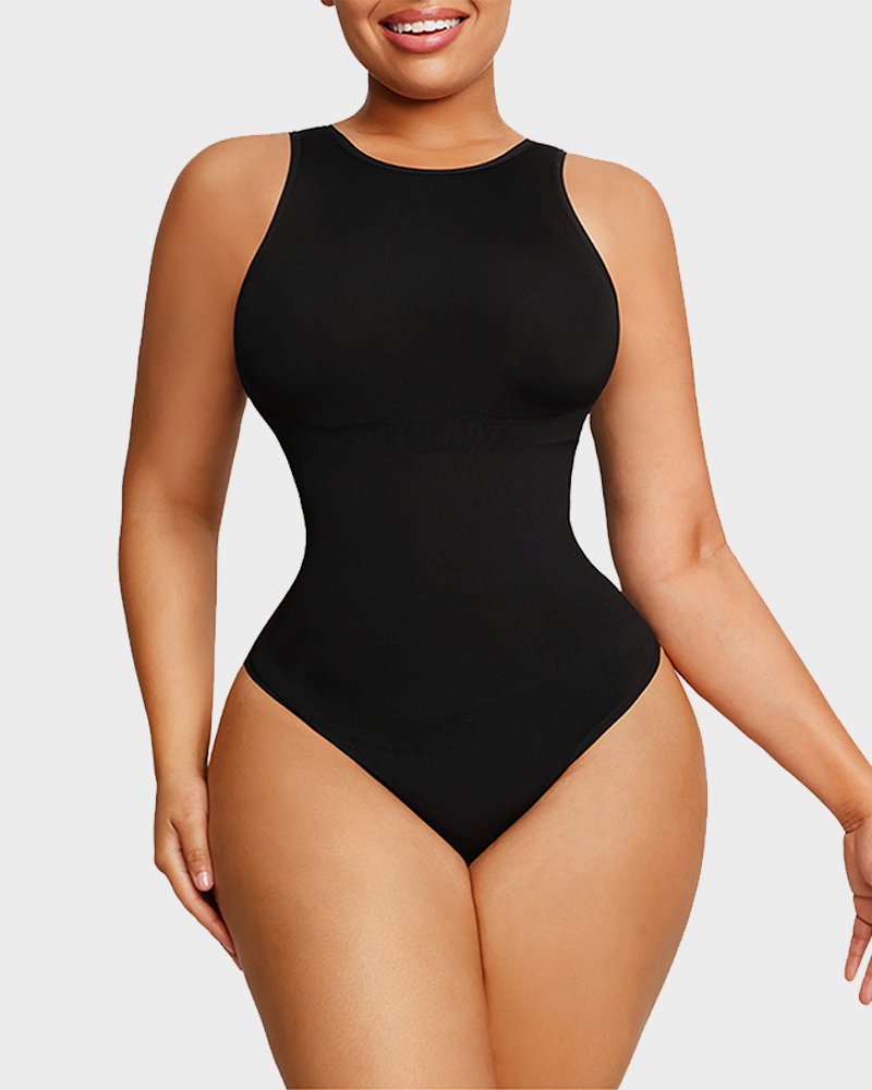 Seamless Crew Neck Sleeveless Sculpting Bodysuit Shapewear for All-Day Comfort