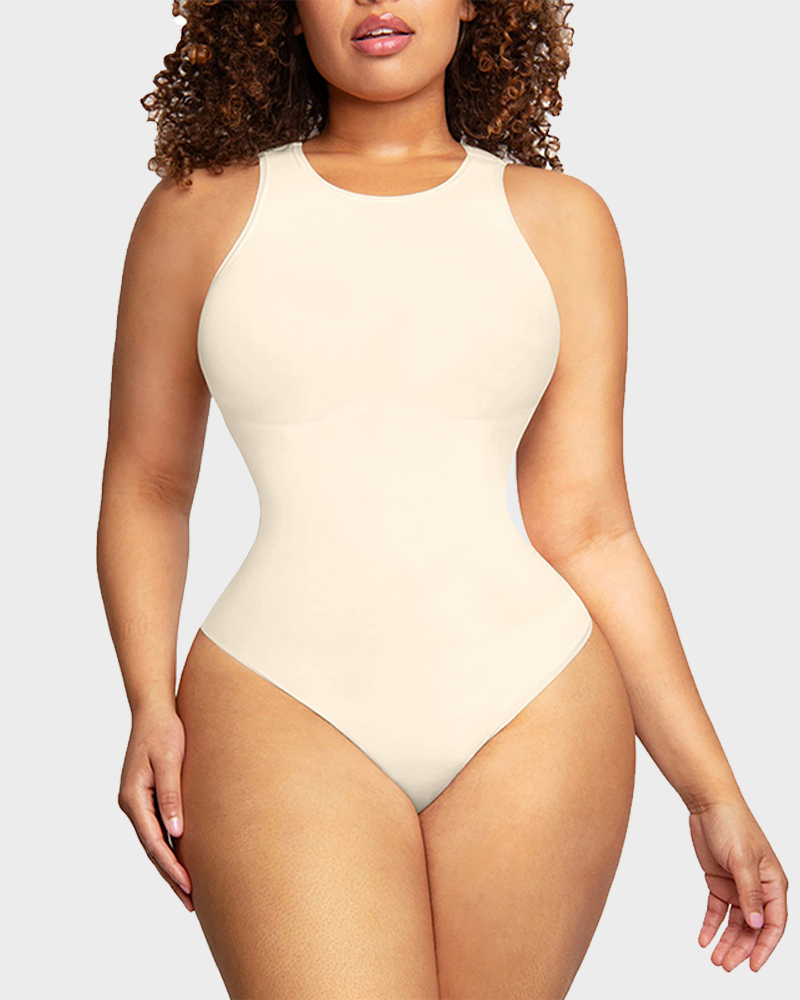 Seamless Crew Neck Sleeveless Sculpting Bodysuit Shapewear for All-Day Comfort