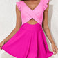 Elegant Ruffle Sleeve Cross Front Swimsuit Dress - Versatile Beach Pool Wear