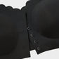 Comfortable Wireless Strapless Front-Closure Leopard Print Bra with Scalloped Trim