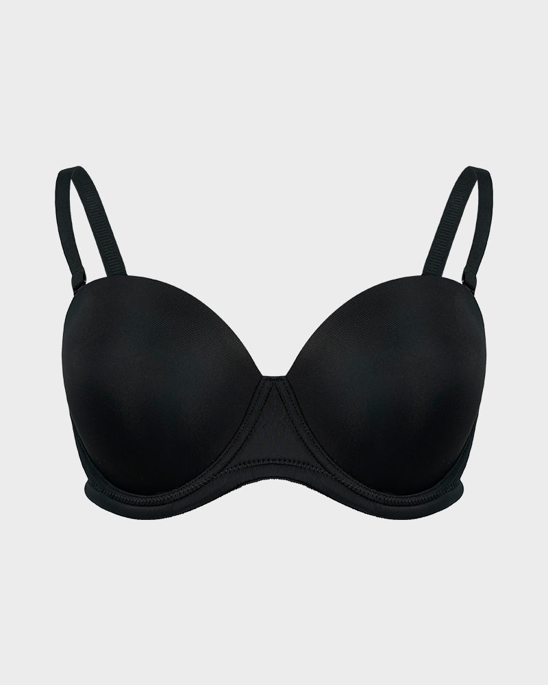 Comfortable Molded Cup Underwire Bra with Removable Straps for Versatile Support