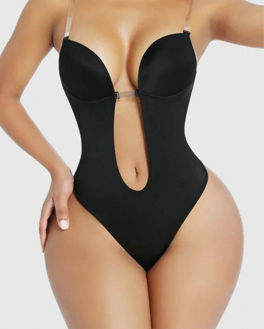 Seamless Strapless U-Plunge Thong Bodysuit for Backless Outfits