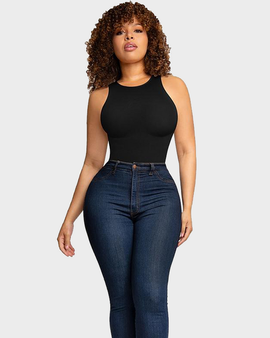 Seamless Crew Neck Sleeveless Sculpting Bodysuit Shapewear for All-Day Comfort