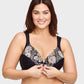 Chic Front-Closure Underwire Lace Print Bra for Effortless Plus Size Comfort