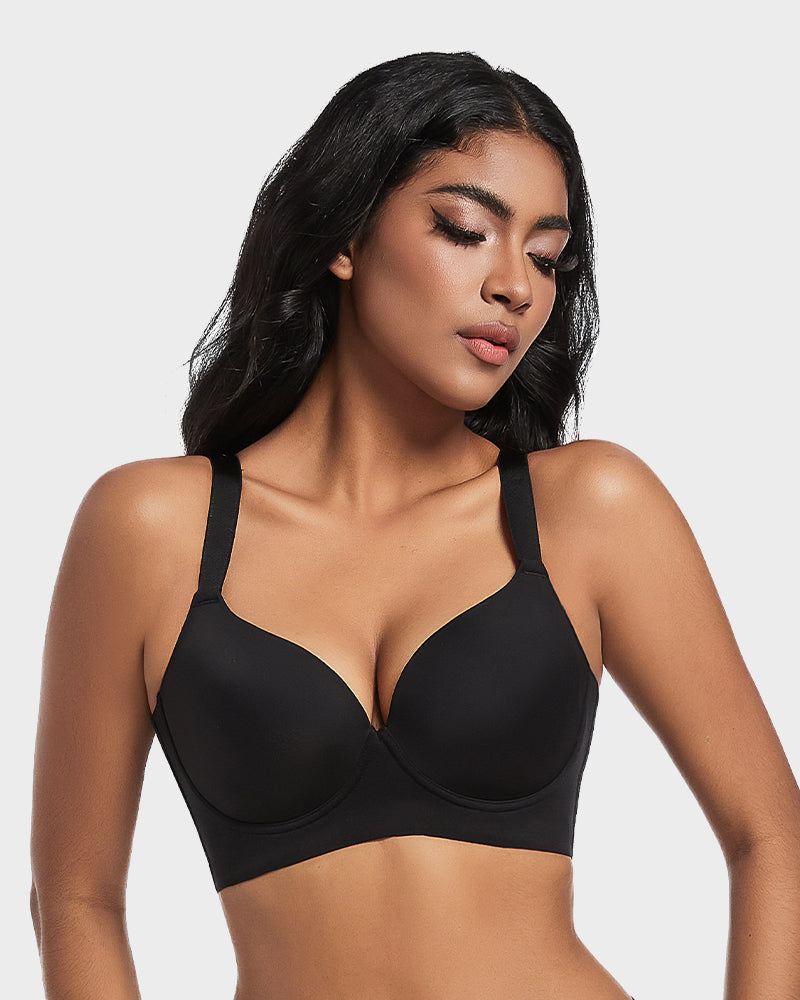 Ultimate Back Smoothing Push-Up Plunge Bra for Seamless Support and Lift