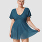 Chic Plus Size Full Coverage Ruffle Swimdress with Built-in Shorts for Women