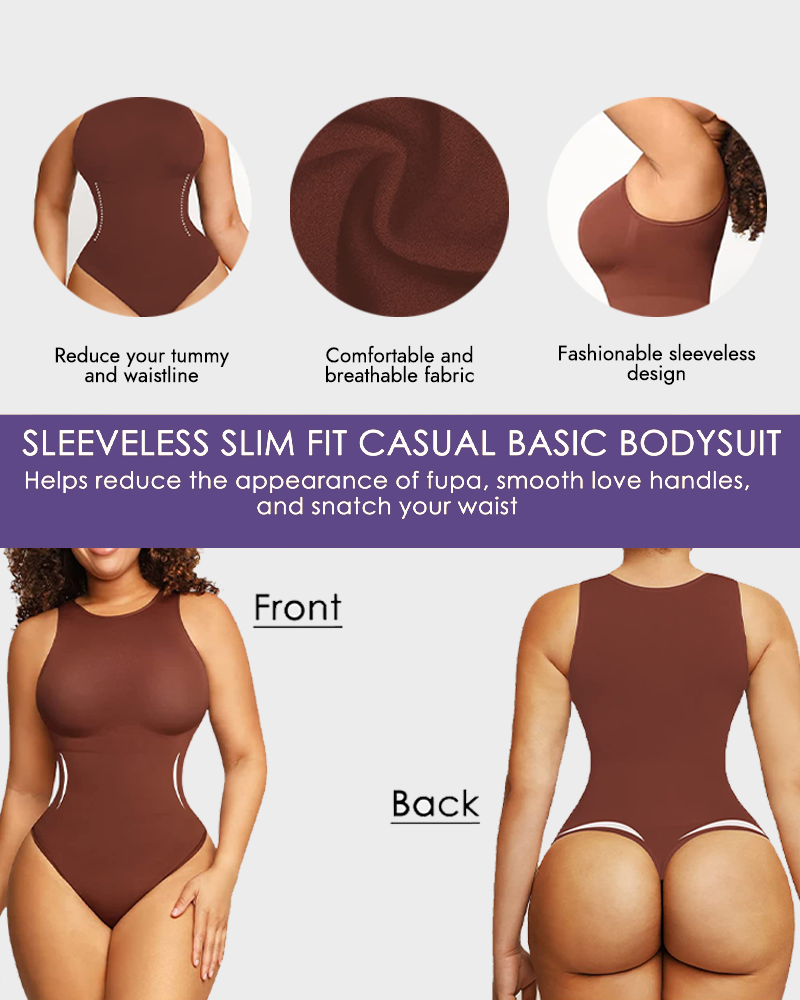 Seamless Crew Neck Sleeveless Sculpting Bodysuit Shapewear for All-Day Comfort