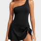 One Shoulder Skirted One Piece Swimsuit