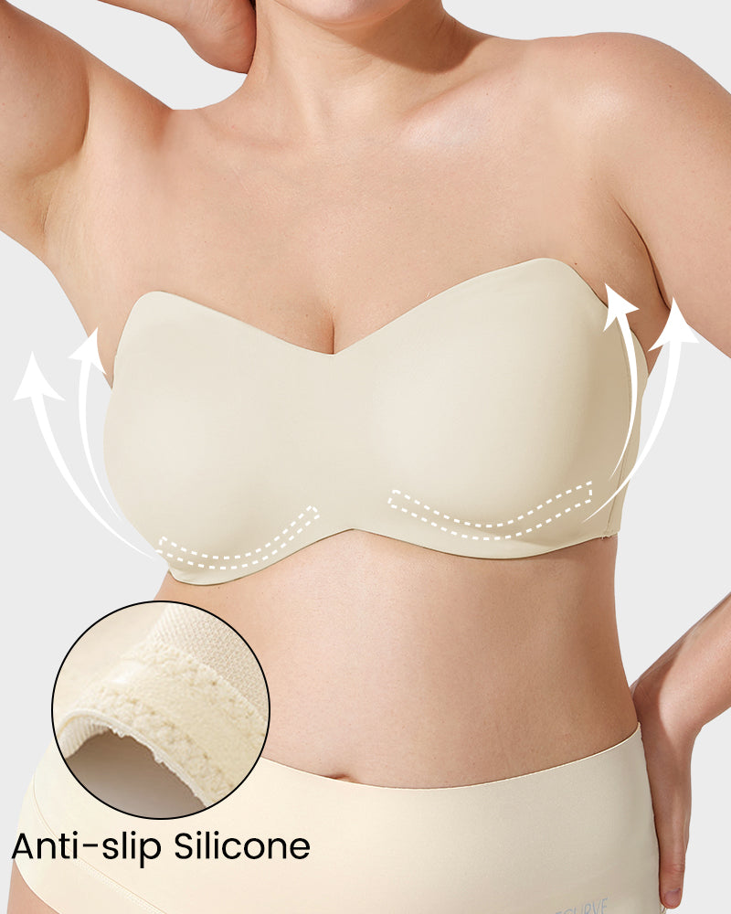 Ultimate Full Support Non-Slip Convertible Bandeau Bra for Invisible Comfort
