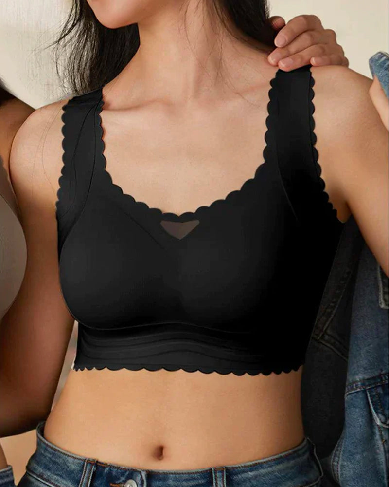 SheCurve Ultra-Thin Comfy Wireless Bra with Scalloped Design for Natural Uplift