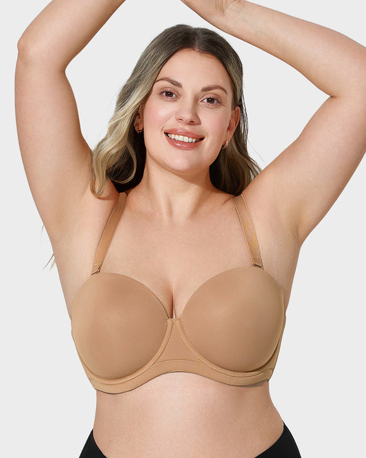 Comfortable Molded Cup Underwire Bra with Removable Straps for Versatile Support