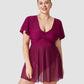 Chic Plus Size Full Coverage Ruffle Swimdress with Built-in Shorts for Women