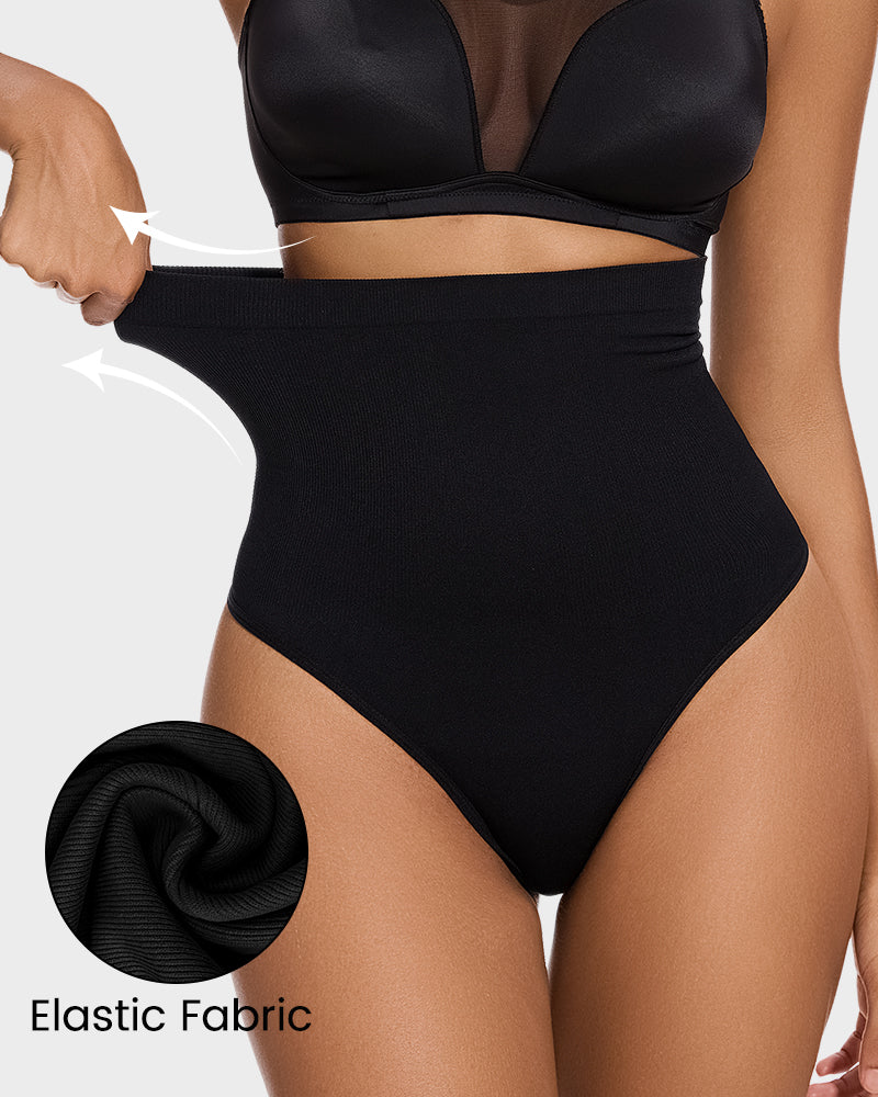 Ultra-Comfort High Waist Tummy Control Seamless Shaping Thong Panty 2-Pack