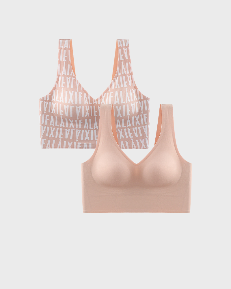 Wireless Back Smoothing V-Neck Seamless Tank Bra with Comfort Support