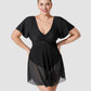 Chic Plus Size Full Coverage Ruffle Swimdress with Built-in Shorts for Women