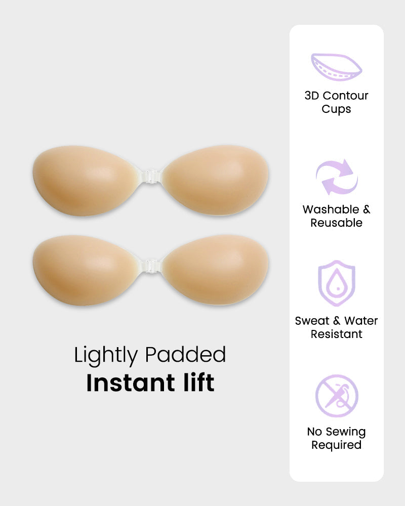Invisible Silicone Adhesive Front Closure Sticky Bra for Backless Strapless Outfits