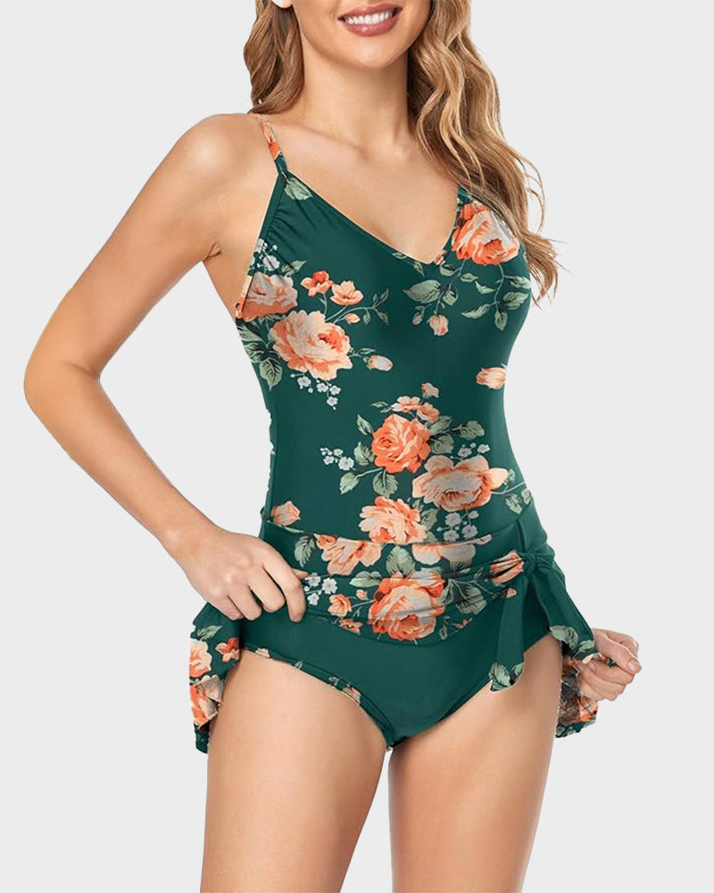 Stylish Plus Size Tummy Control One-Piece Swimsuit for Women, Slimming Fit