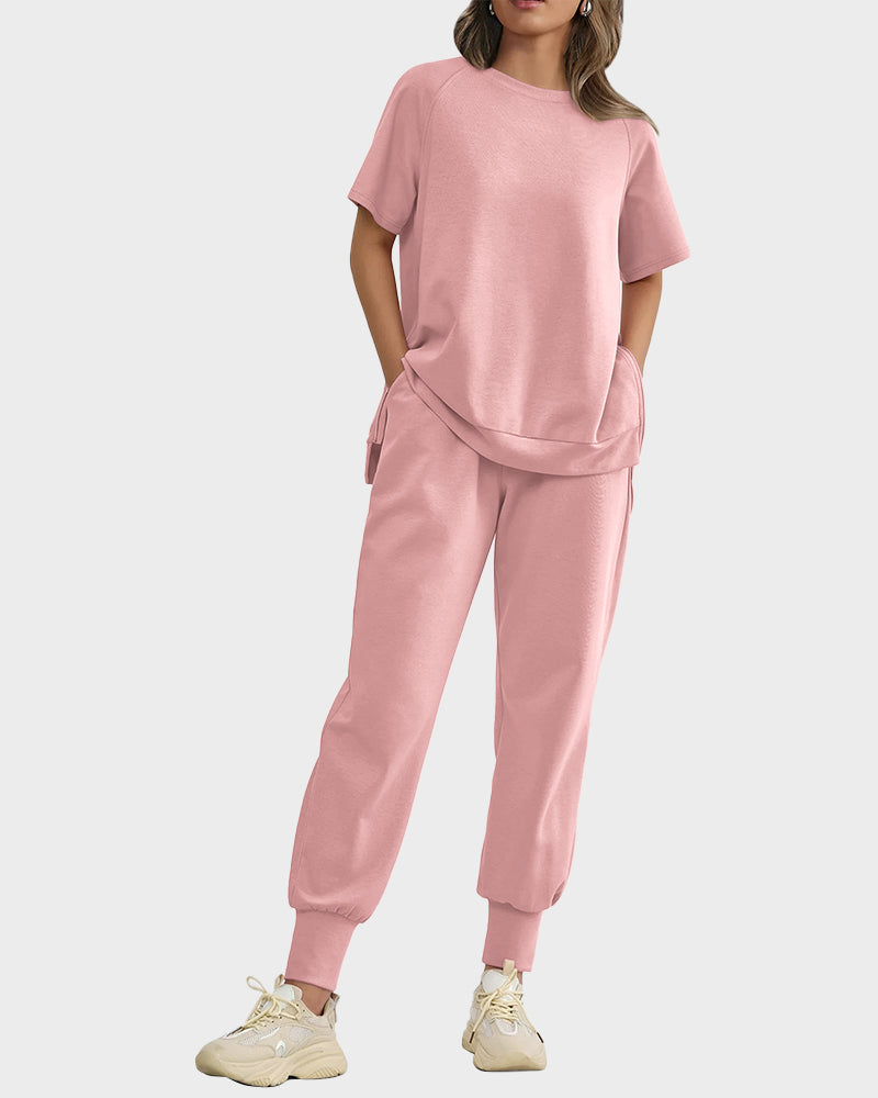 Chic Breathable Linen Blend 2-Piece Lounge Set with Zipper Slits