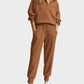 Ultra-Soft Ribbed Half-Zip Hoodie & Joggers Lounge Set for Women