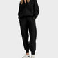 Ultra-Soft Ribbed Half-Zip Hoodie & Joggers Lounge Set for Women