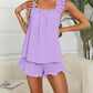 Women's Soft Ruffle Tank Top Shorts Pajama Set – Comfy Lounge Sleepwear