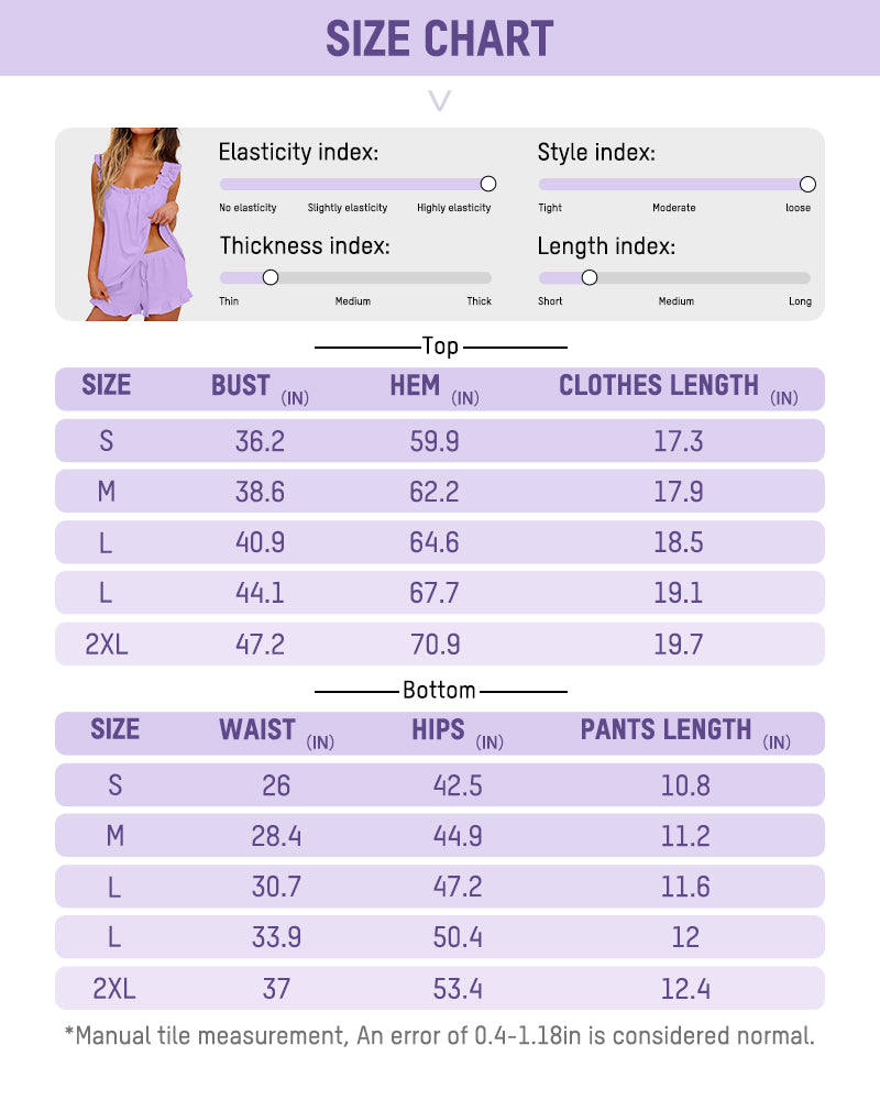 Women's Soft Ruffle Tank Top Shorts Pajama Set – Comfy Lounge Sleepwear