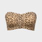 Comfortable Wireless Strapless Front-Closure Leopard Print Bra with Scalloped Trim
