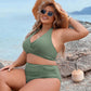 Women's Modest Tummy Control High Waisted Halter Bikini Swimsuit Set