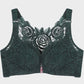 Elegant Rose Embroidery Front Closure Bra for Seamless Comfort & Support