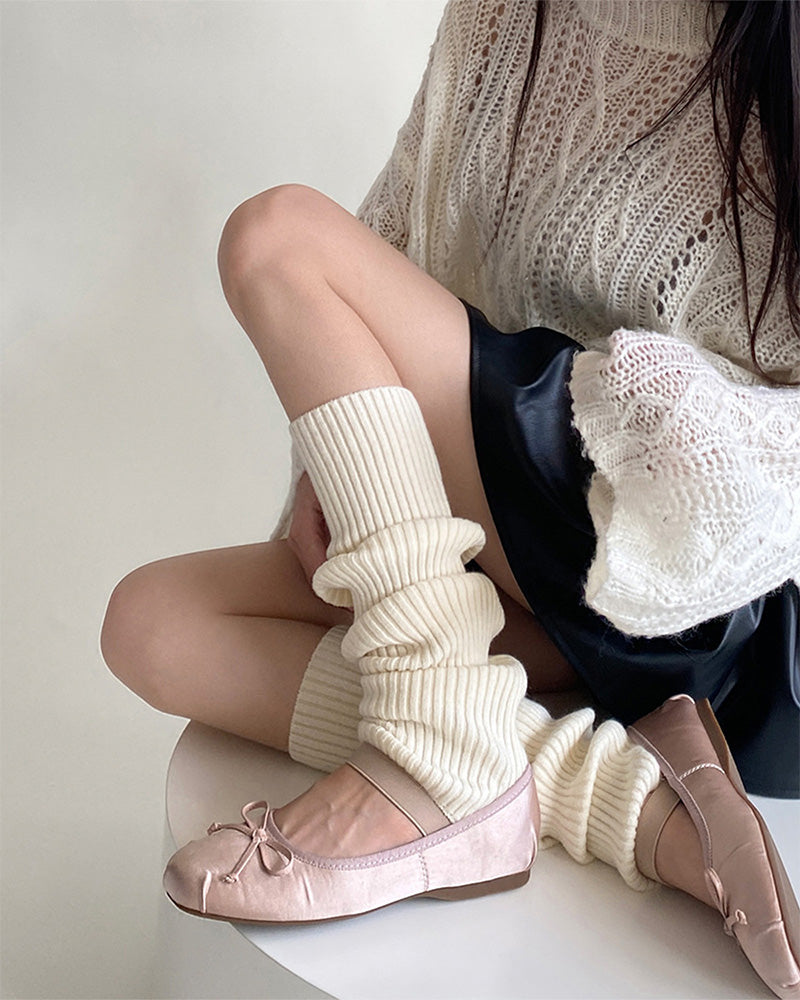 Cozy Ribbed Knit Leg Warmers for Women, Stylish Winter Warmth Accessory