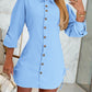 Chic SheCurve Long Sleeve Button-Down Drawstring Shirt Dress – Adjustable Hem, Comfortable