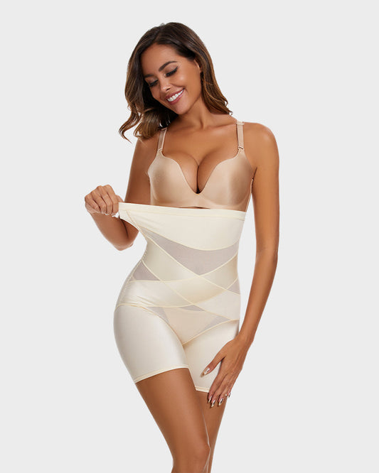 SheCurve High Waist Cross Compression Mid-Thigh Shaping Shorts 2-Pack