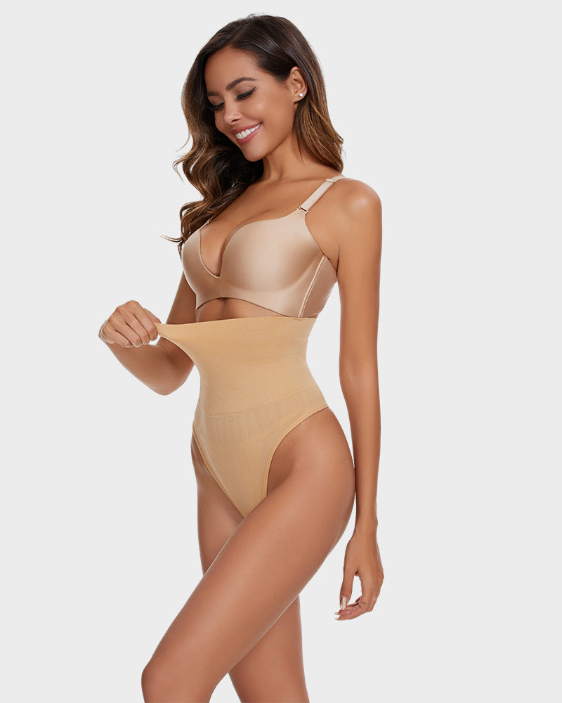 SheCurve Seamless High-Waisted Thong Shaper Panty 2-Pack for Tummy Control