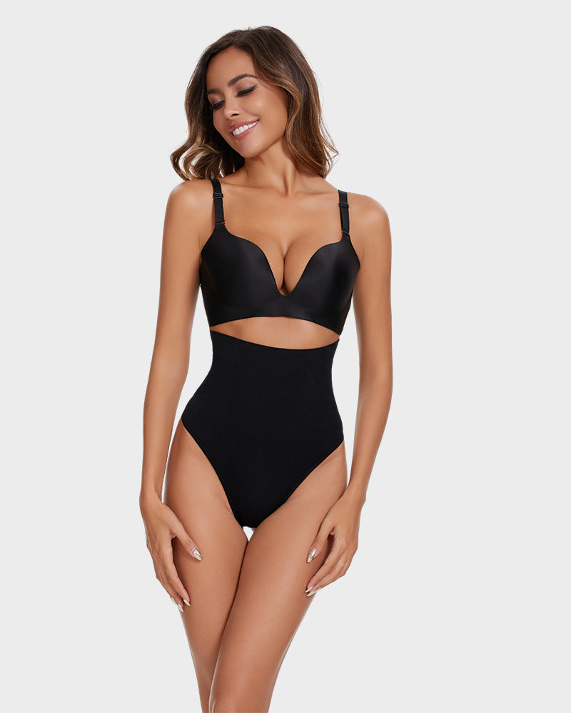 SheCurve Seamless High-Waisted Thong Shaper Panty 2-Pack for Tummy Control