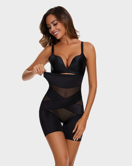 SheCurve High Waist Cross Compression Mid-Thigh Shaping Shorts 2-Pack