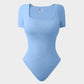 SheCurve® Seamless Square Neck Short Sleeve Snatching Bodysuit: Body-Hugging Shapewear