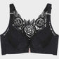Elegant Rose Embroidered Front Closure Bra for Seamless Comfort and Easy Wear