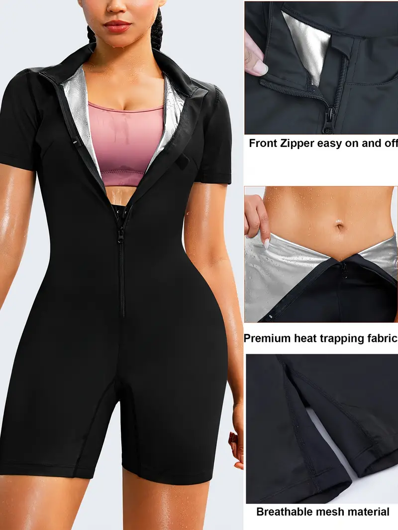 SheCurve Women's Full Body Slimming Sauna Suit Shapewear - Zipper Closure, Sweat Enhancing