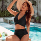 Women's Modest Tummy Control High Waisted Halter Bikini Swimsuit Set